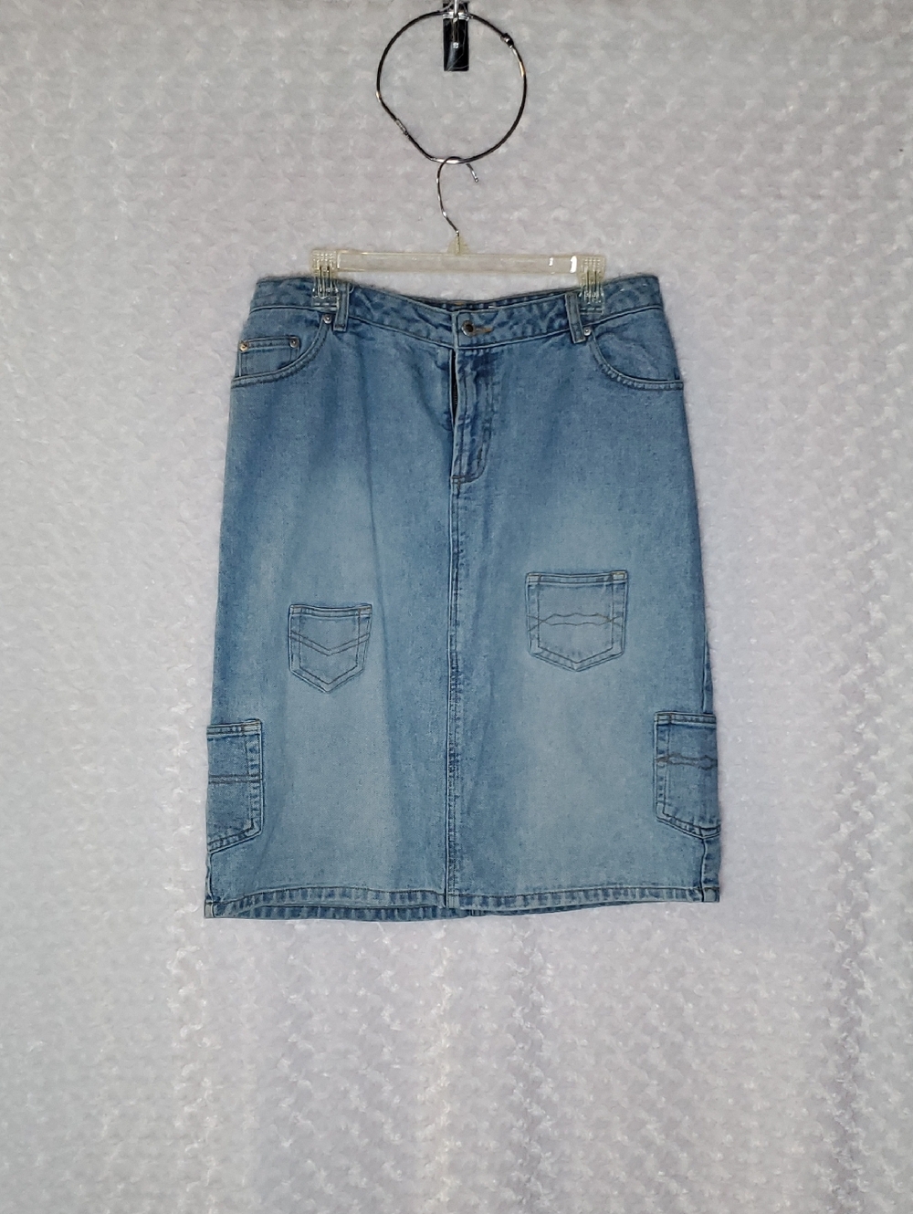 Light Blue Denim Pocket Skirt - Women's Casual A-Line Size 16
